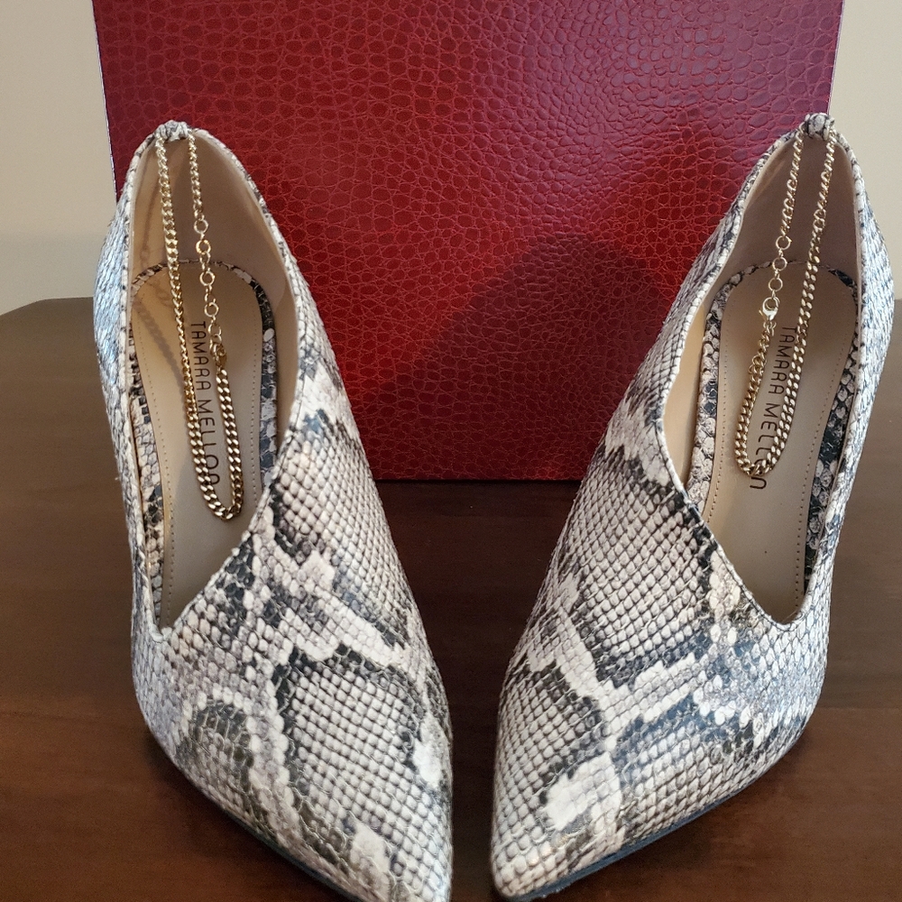 Tamara Mellon Bond-Python Print High Heel Shoes.  Women Size 9. NWT.